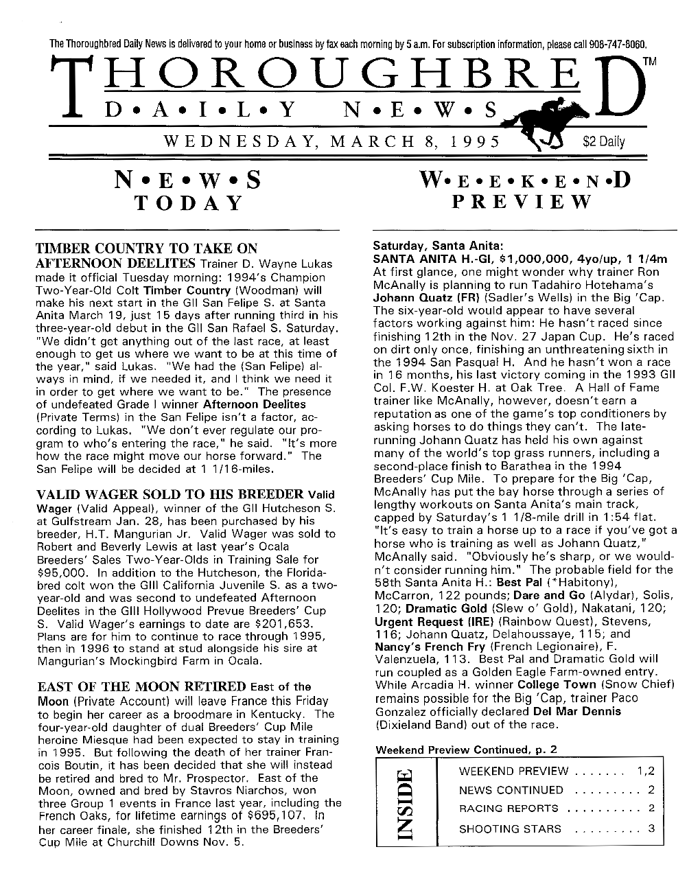 I~~Un~~~Re Dm Wednesday, March 8, 1 9 9 5 W•E•E•K•E•N•D Preview