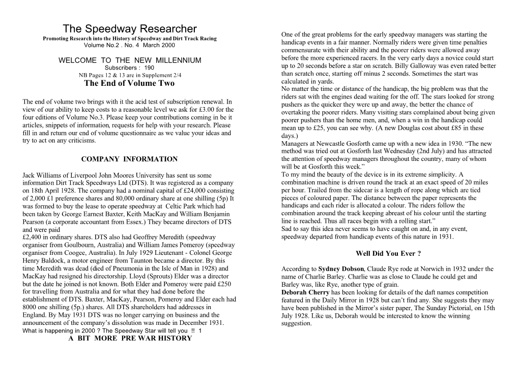 The Speedway Researcher