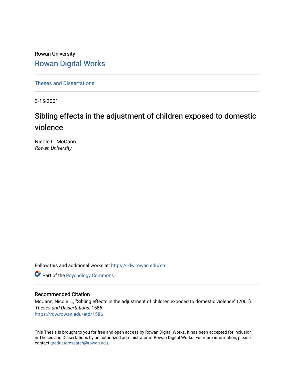 Sibling Effects in the Adjustment of Children Exposed to Domestic Violence