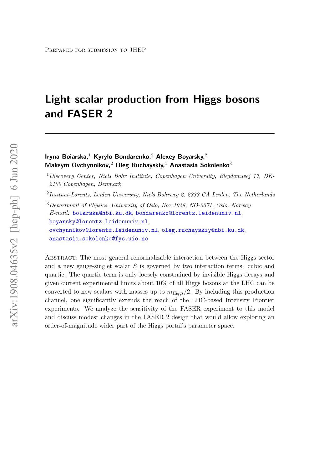 Light Scalar Production from Higgs Bosons and FASER 2