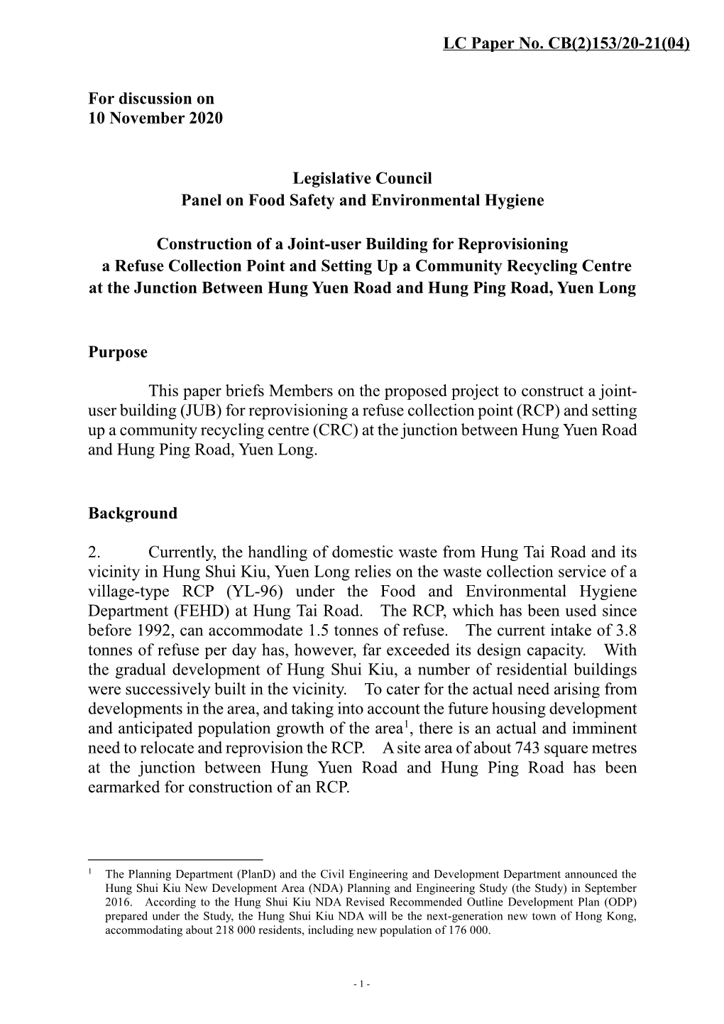 For Discussion on 10 November 2020 Legislative Council Panel on Food