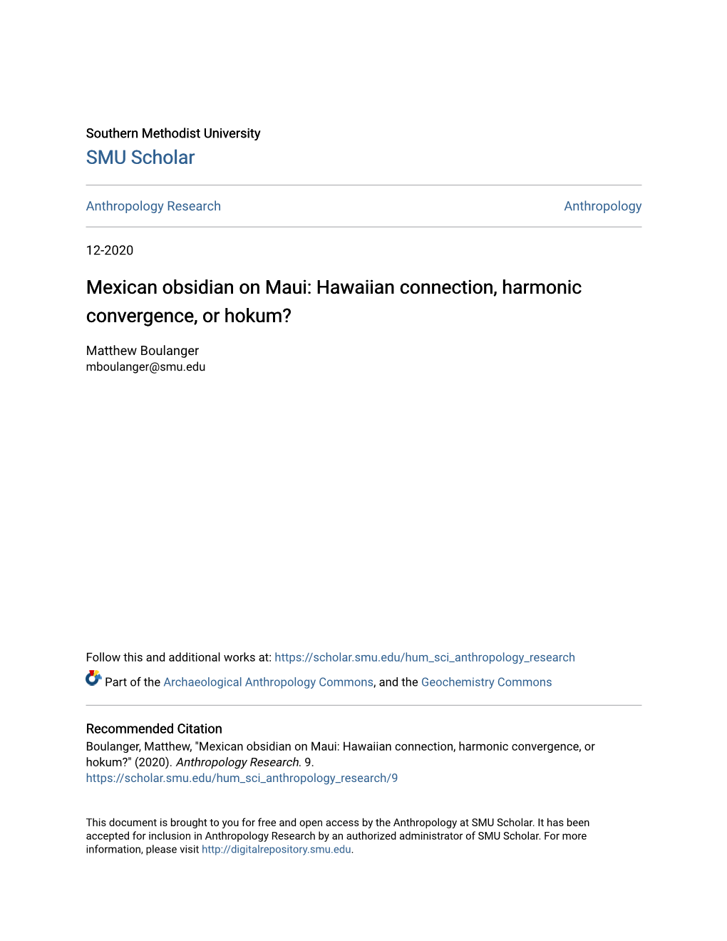 Mexican Obsidian on Maui: Hawaiian Connection, Harmonic Convergence, Or Hokum?