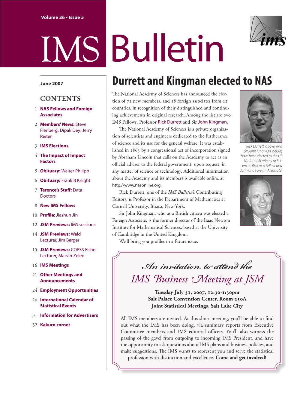 IMS Bulletin 36(5)