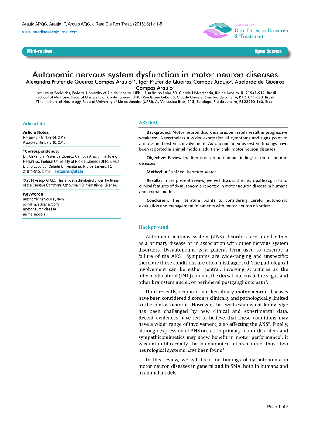 Autonomic Nervous System Dysfunction in Motor Neuron Diseases