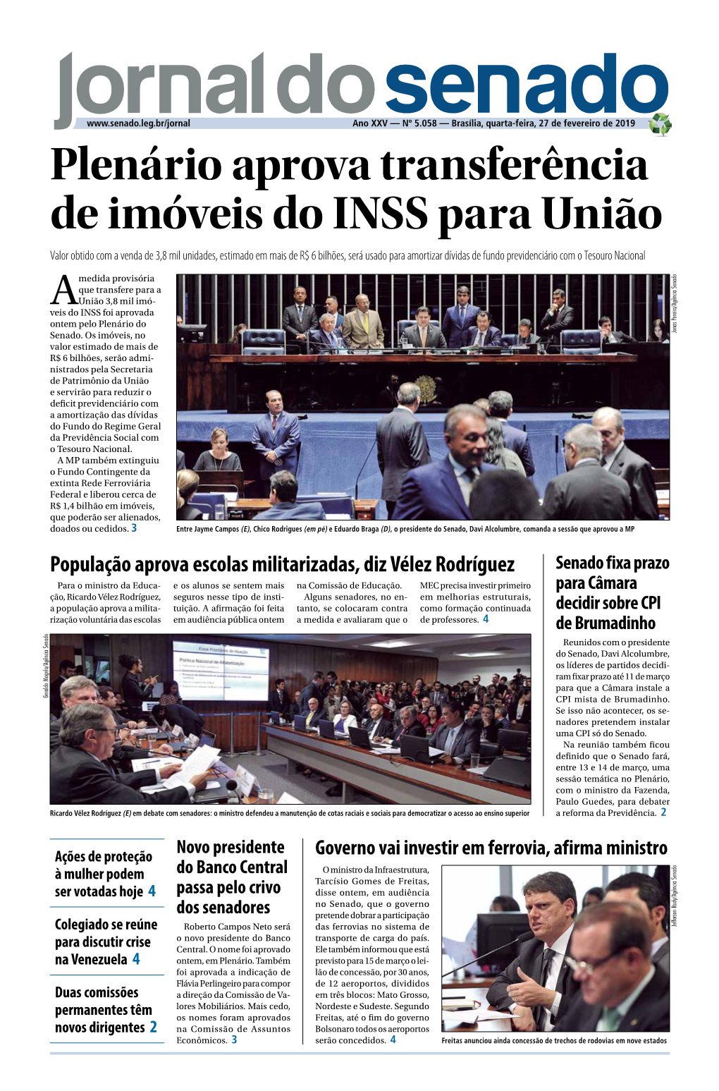 Plenário Aprova Transferência De Imóveis Do INSS Para União