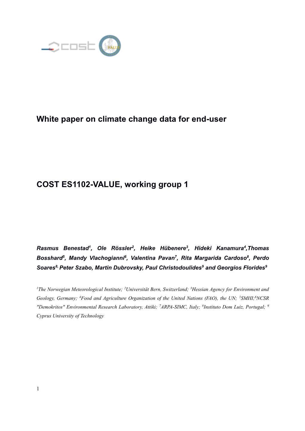 White Paper on Climate Change Data for End-User