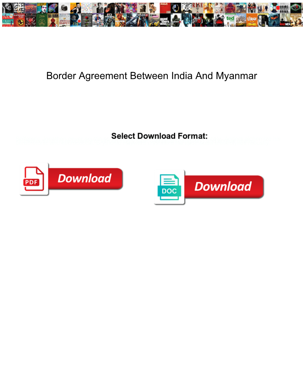 Border Agreement Between India and Myanmar