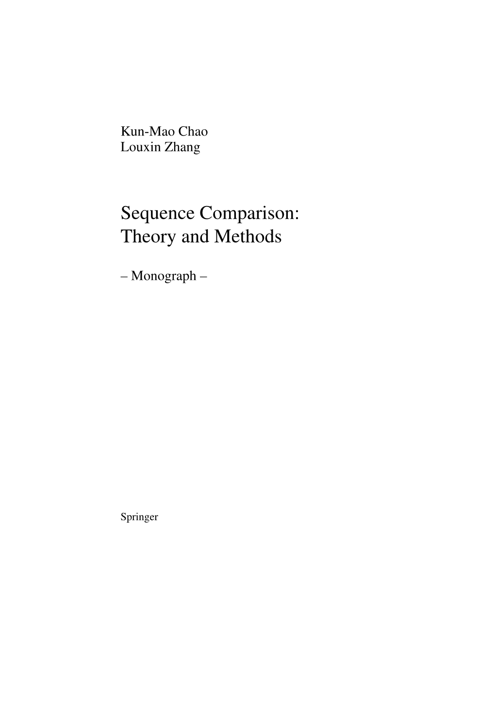 Sequence Comparison: Theory and Methods