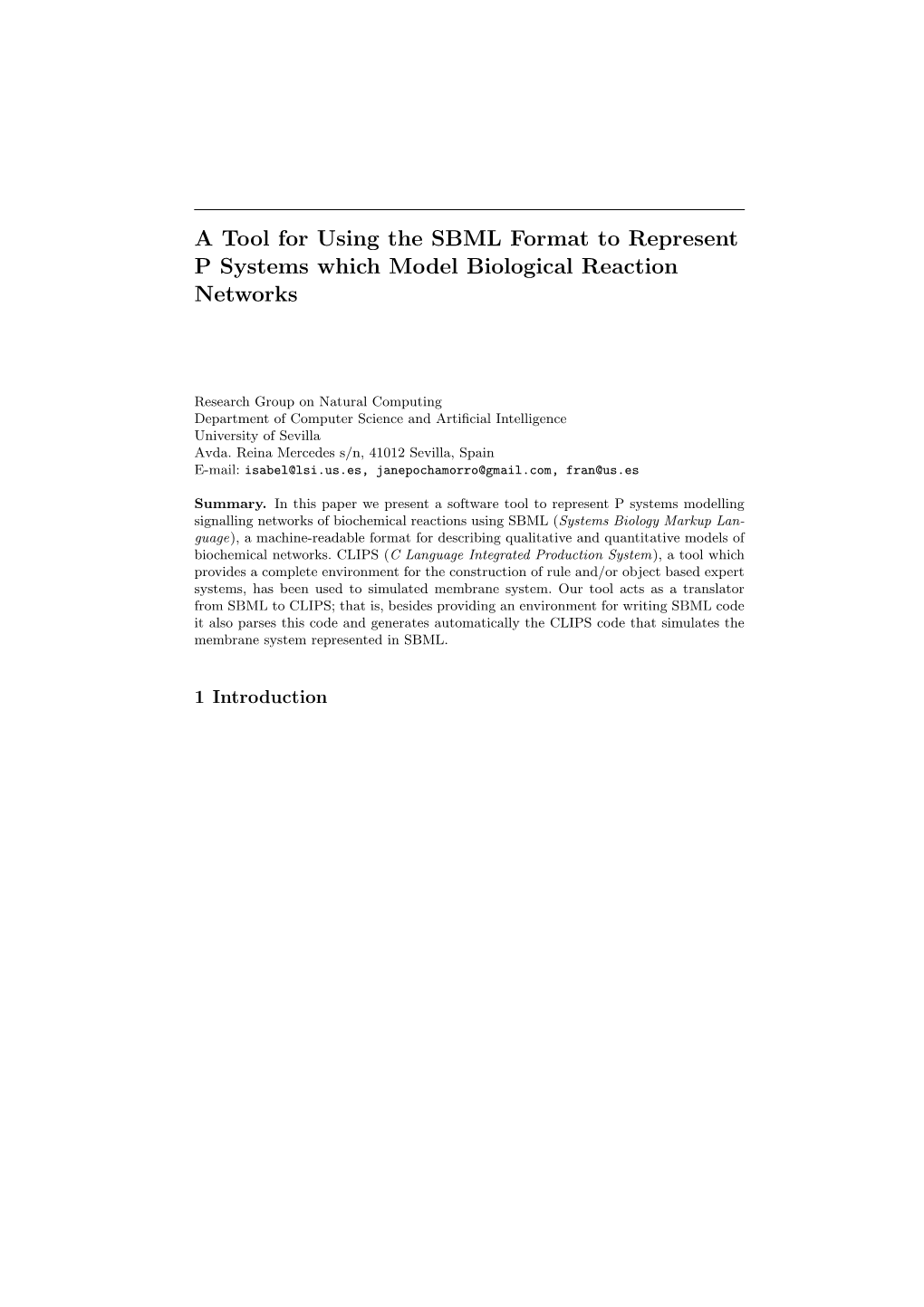 A Tool for Using the SBML Format to Represent P Systems Which Model Biological Reaction Networks