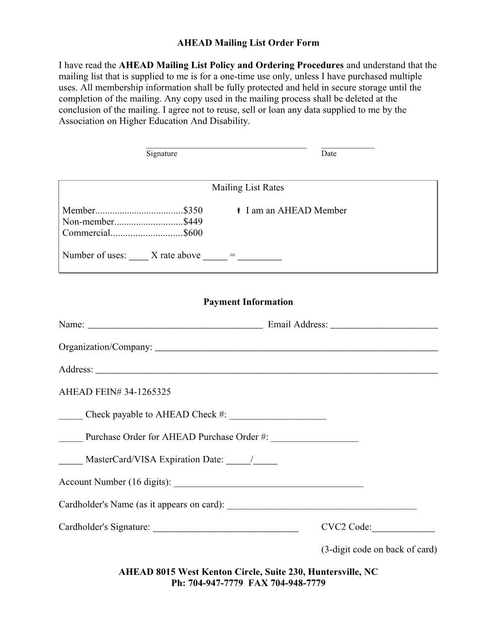 AHEAD Provides Electronic ASCII/Text Information on Diskette Or by Electronic Transfer (I