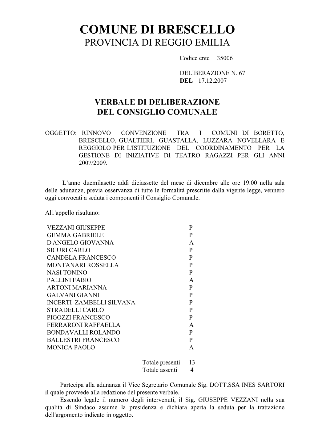 Rinnovo Convenzione Tra I Comuni Di Boretto, Brescello, Gualtieri