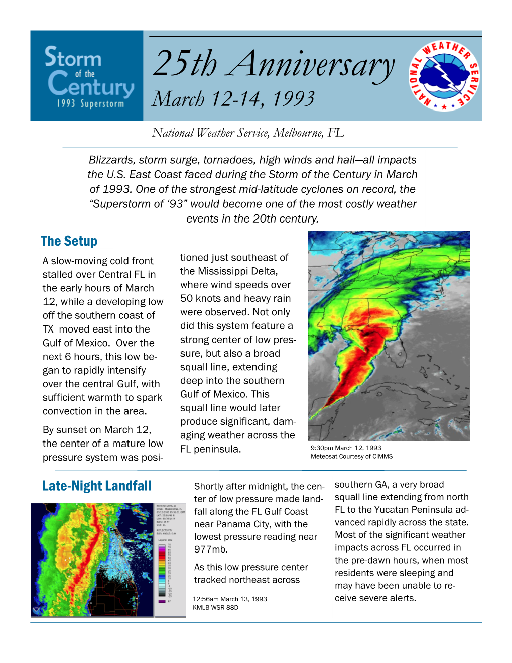 25Th Anniversary of the March 1993 "Storm of the Century"
