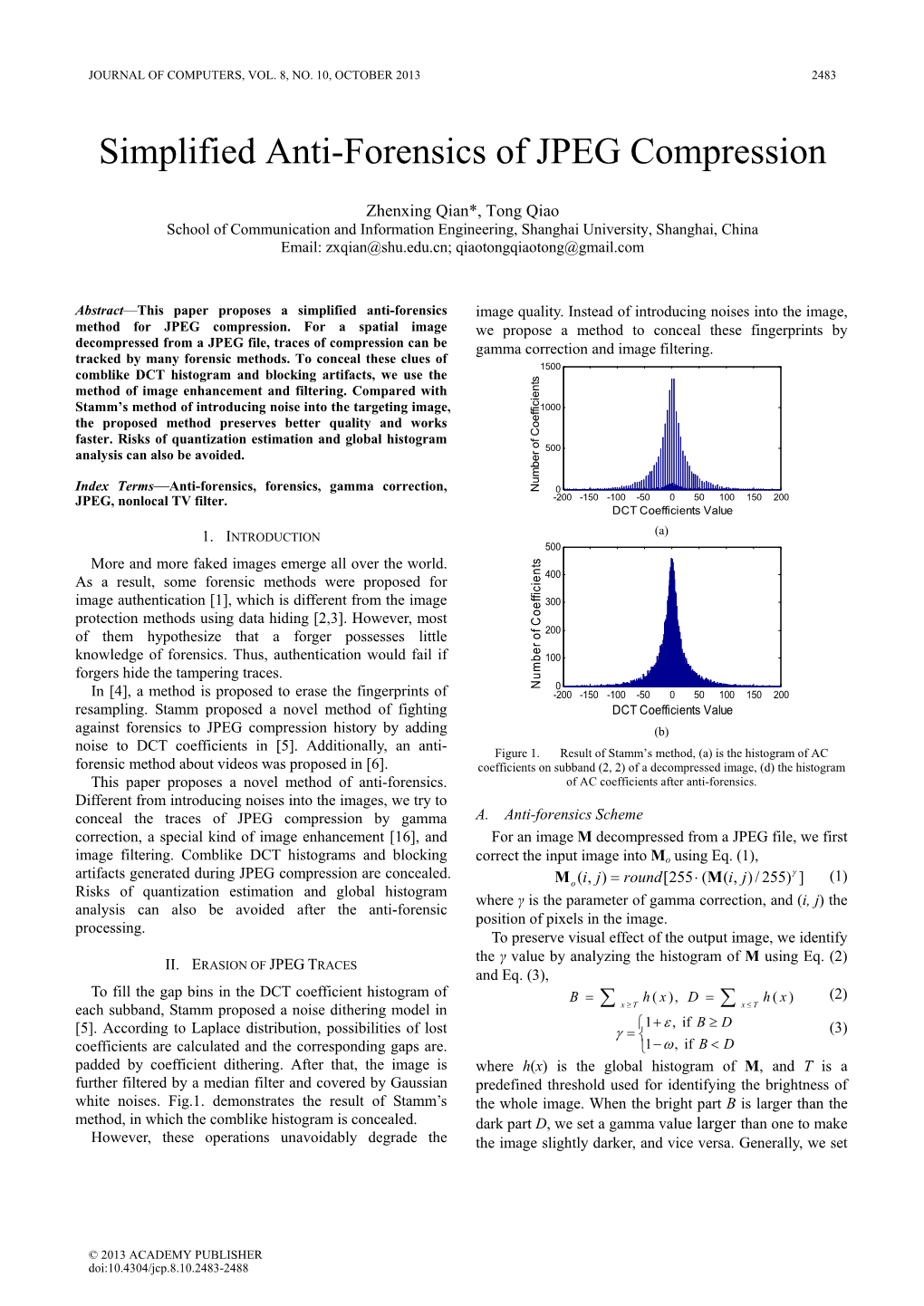 Simplified Anti-Forensics of JPEG Compression