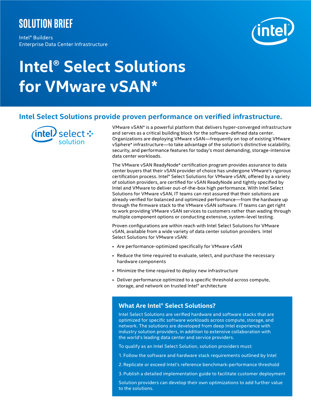 Intel® Select Solutions for Vmware Vsan*