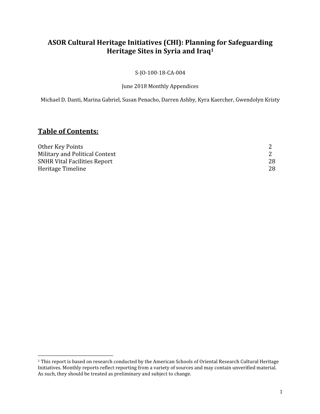 ASOR Cultural Heritage Initiatives (CHI): Planning for Safeguarding Heritage Sites in Syria and Iraq1