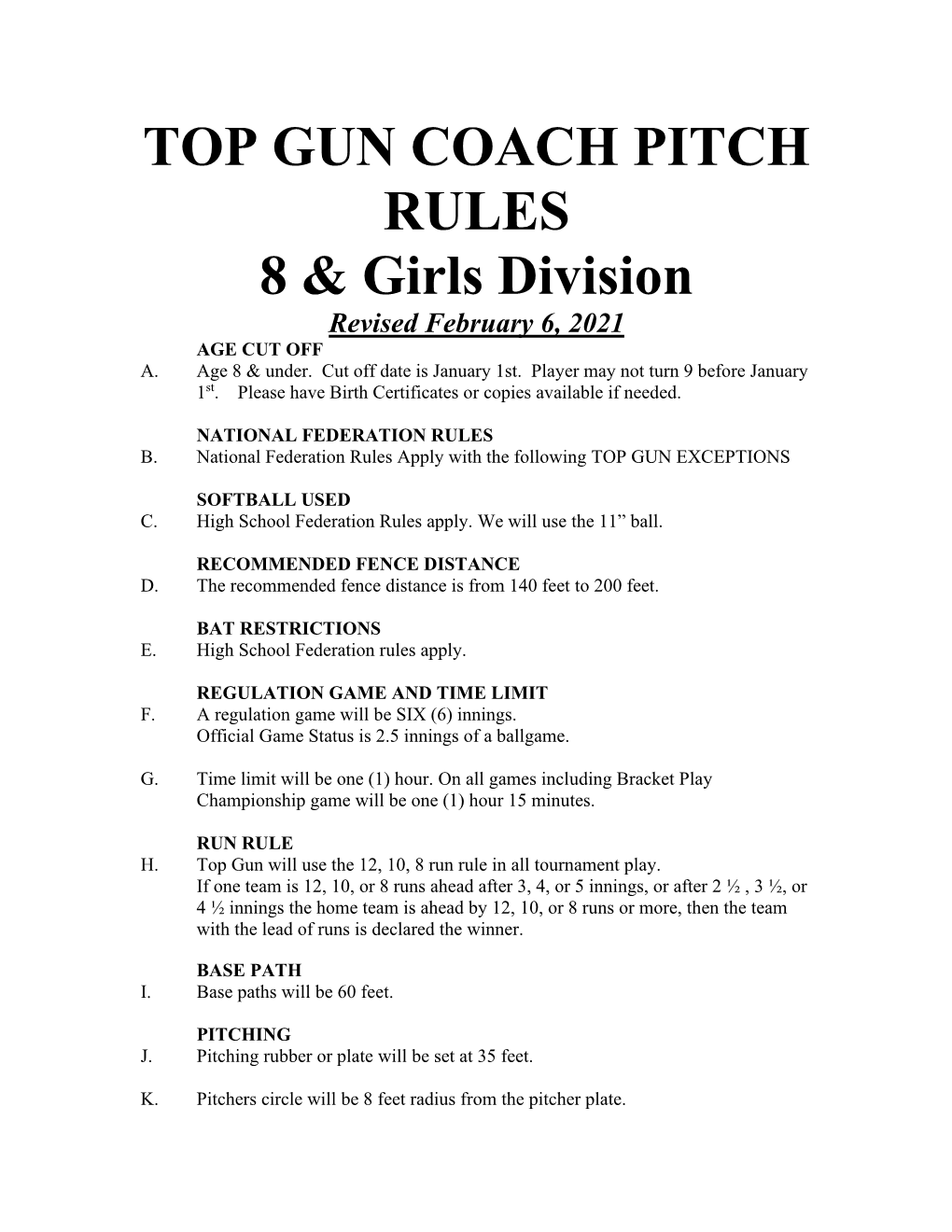 Aau Coach Pitch Rules