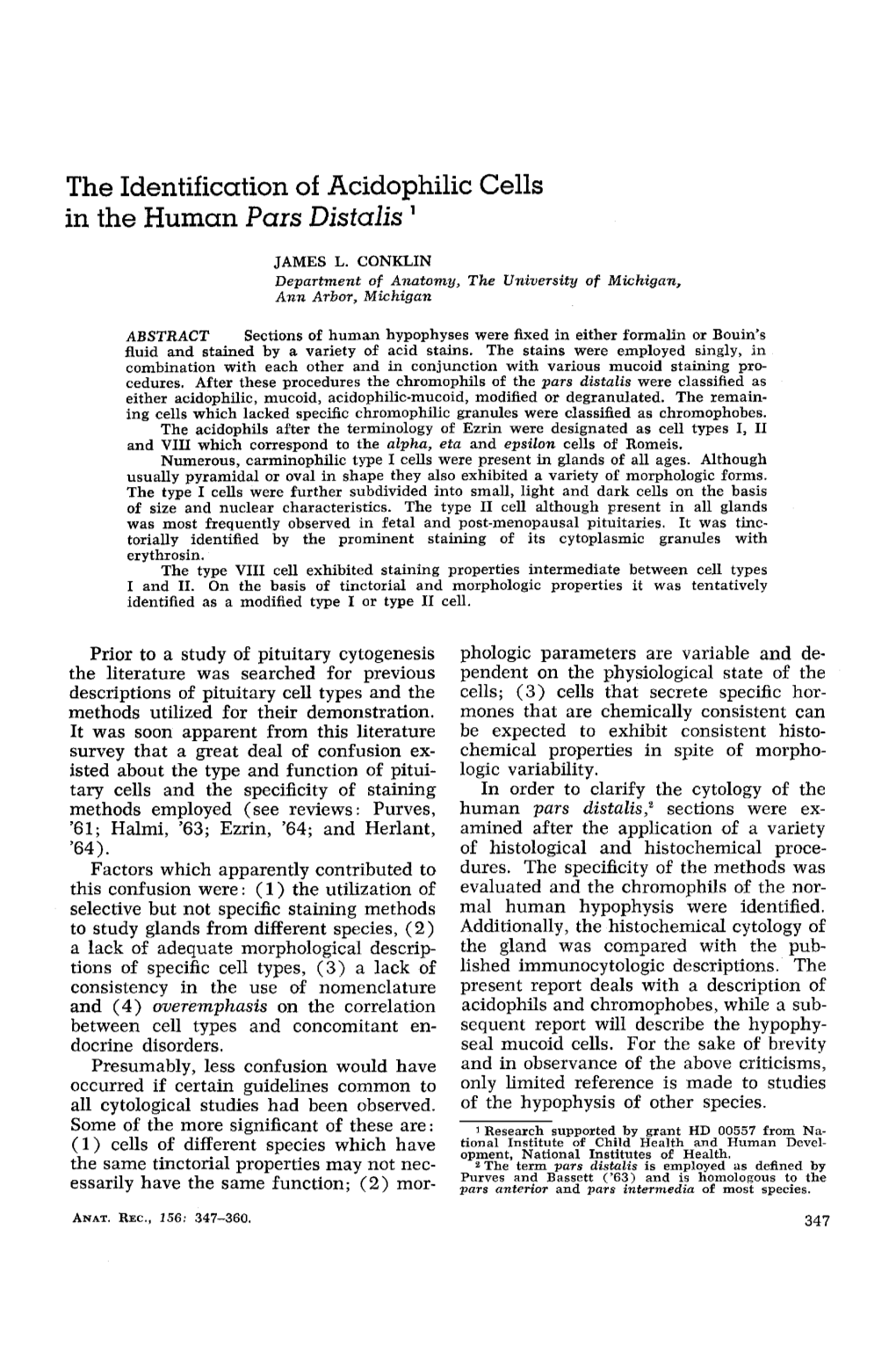 The Identification of Acidophilic Cells in the Human Pars Distalis-'