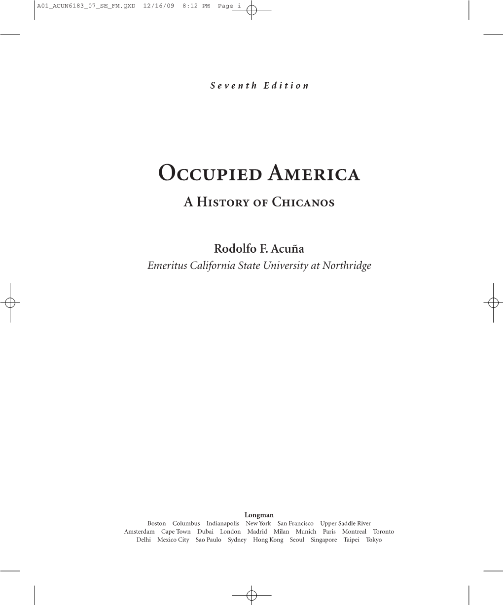 Occupied America a History of Chicanos