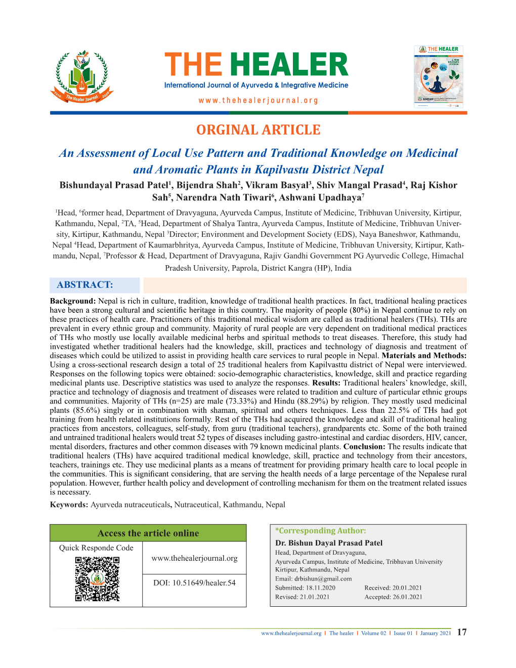 An Assessment of Local Use Pattern and Traditional Knowledge On