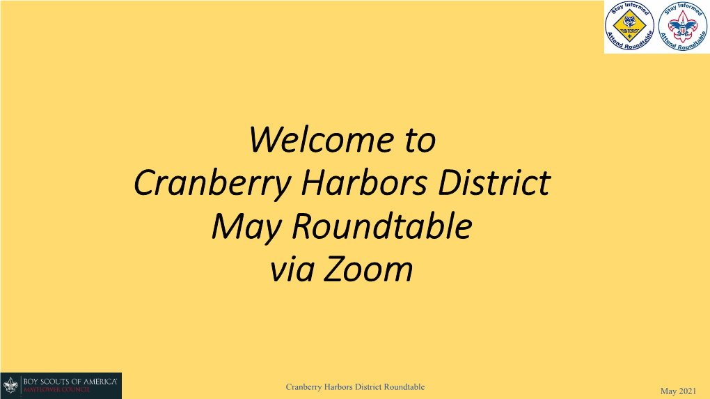 Cranberry Harbors District May Roundtable Via Zoom