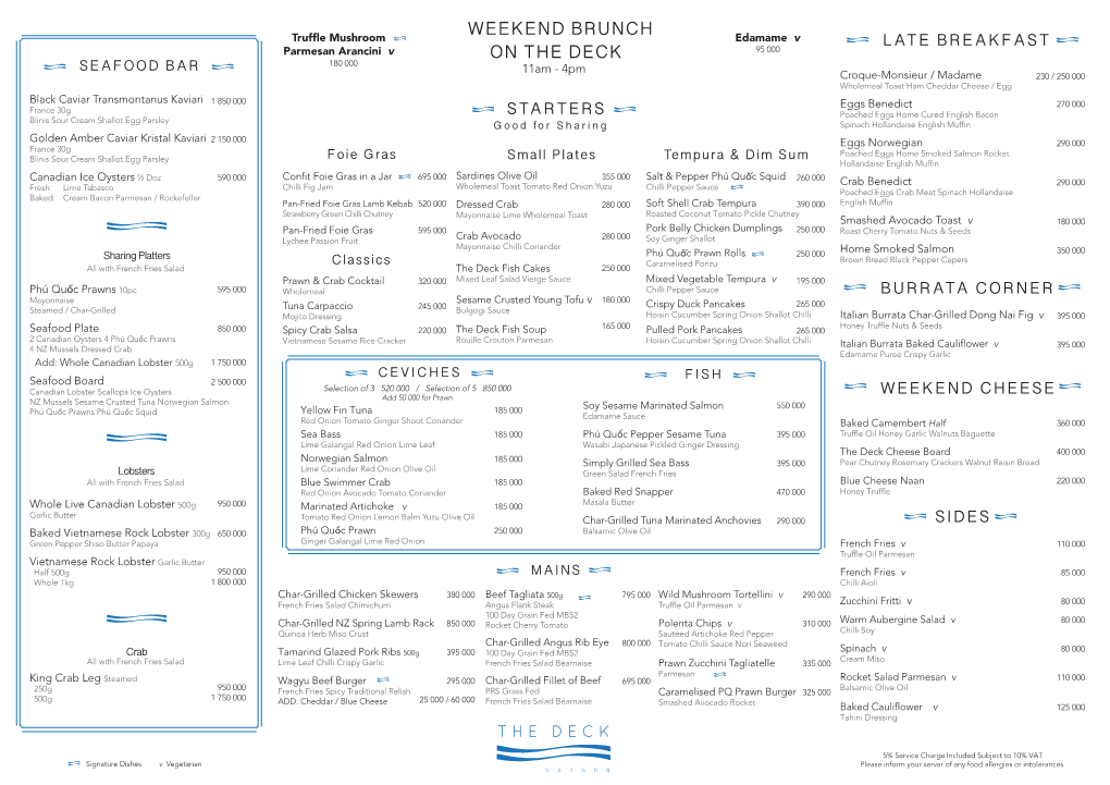 The Deck Brunch Menu