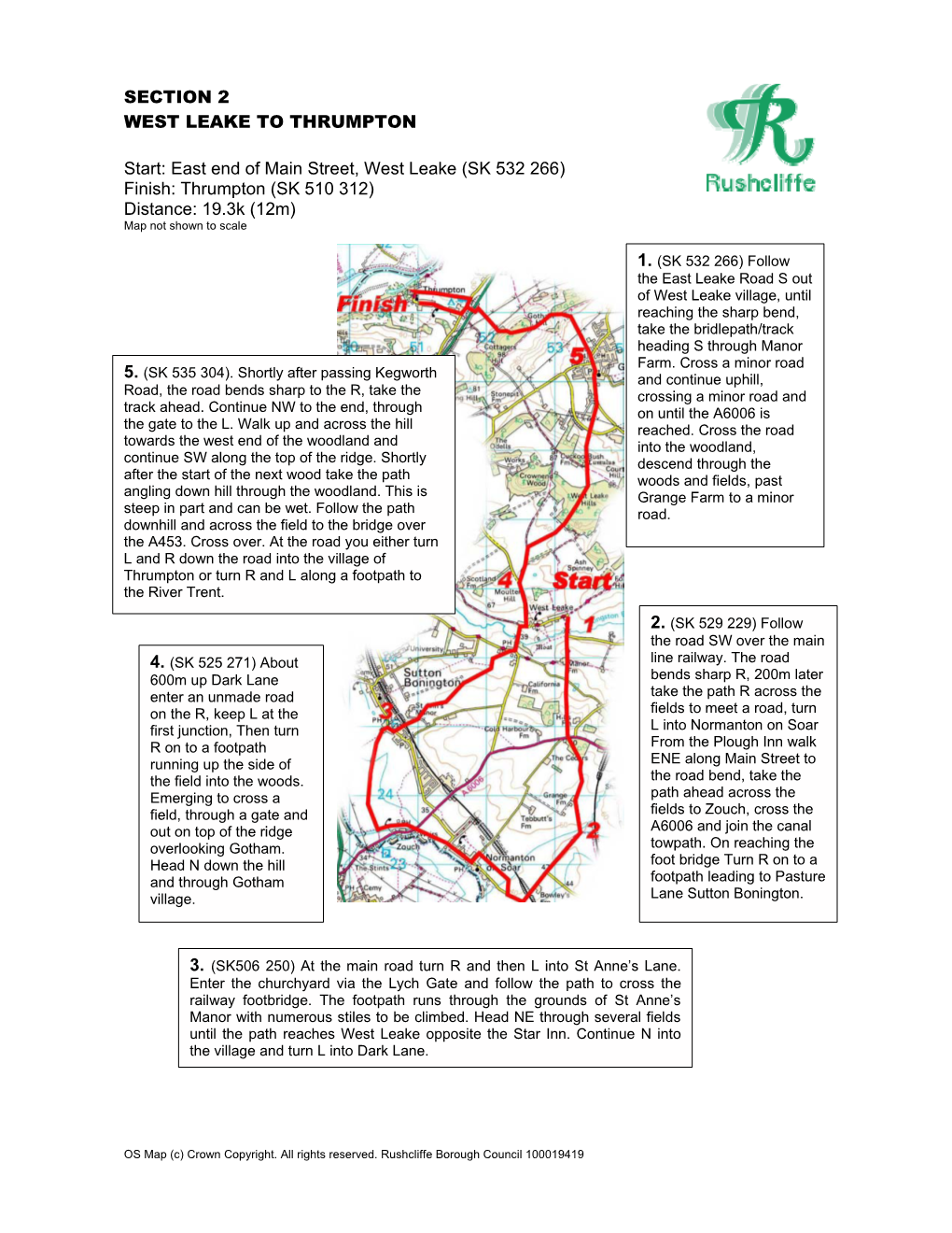 SECTION 2 WEST LEAKE to THRUMPTON Start: East End of Main Street, West Leake (SK 532 266) Finish: Thrumpton (SK 510 312) Distanc