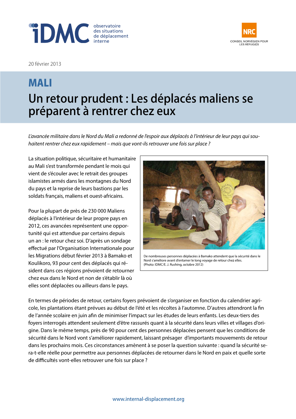 Les Déplacés Maliens Se Préparent À Rentrer Chez Eux