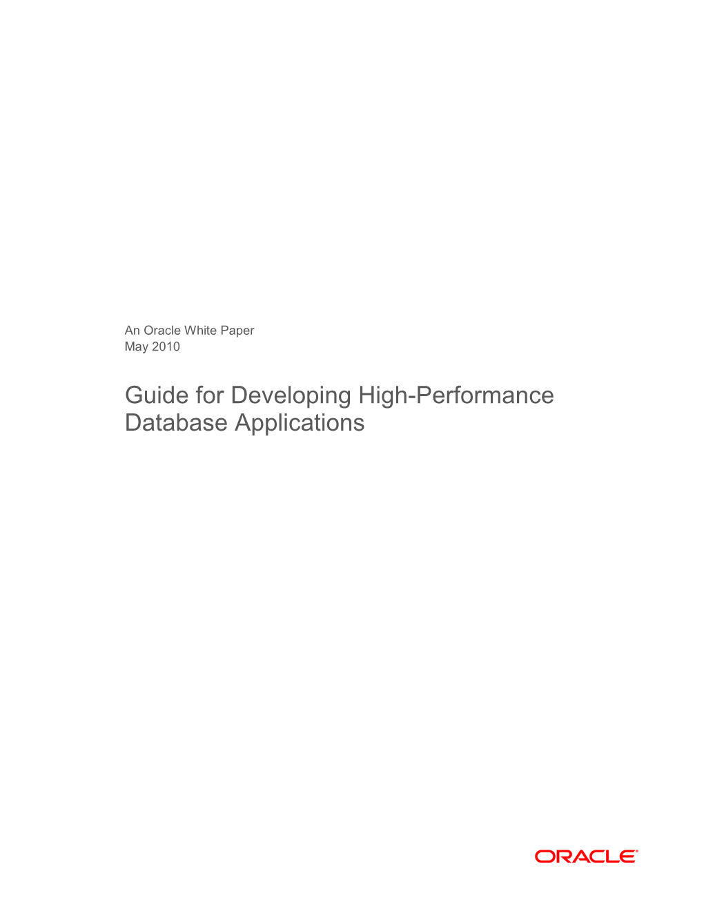 Guide for Developing High-Performance Database Applications