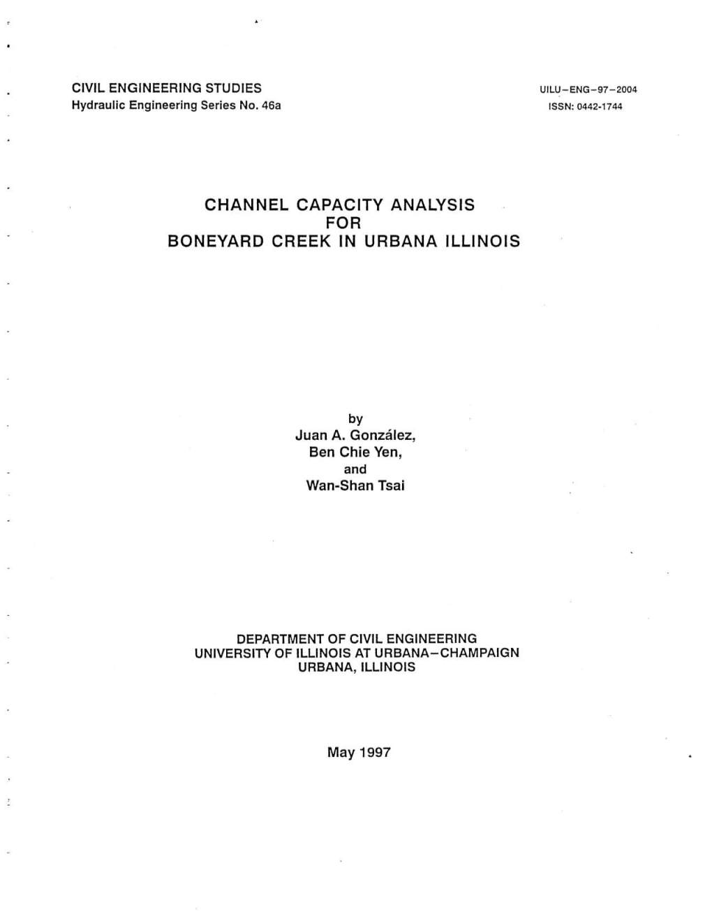 Channel Capacity Analysis for Boneyard Creek in Urbana Illinois