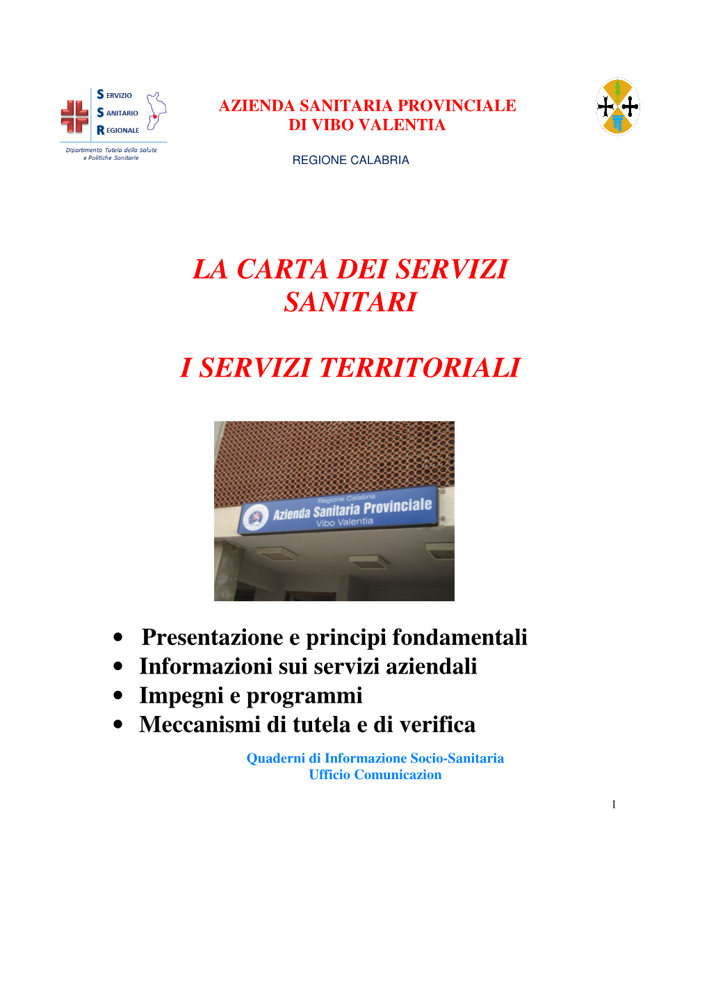 La Carta Dei Servizi Sanitari I Servizi Territoriali