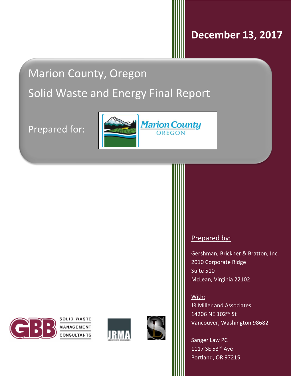 Marion County, Oregon Solid Waste and Energy Final Report