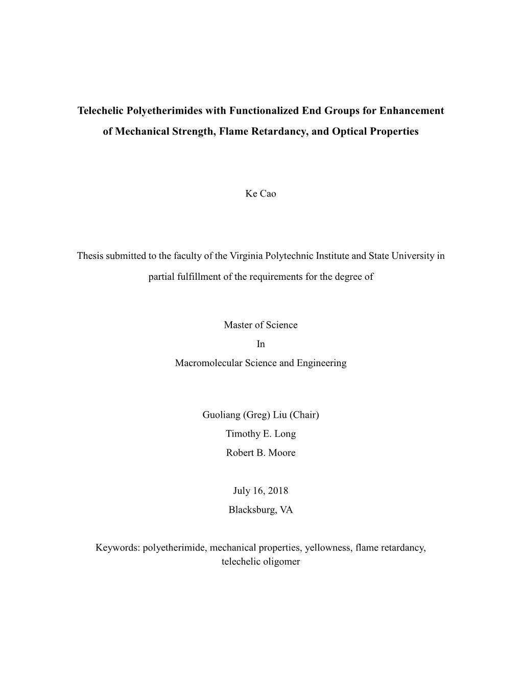 1.3 Properties of Polyetherimide