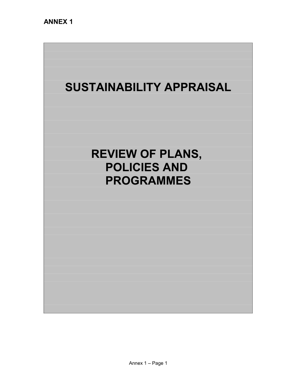 Sustainability Appraisal