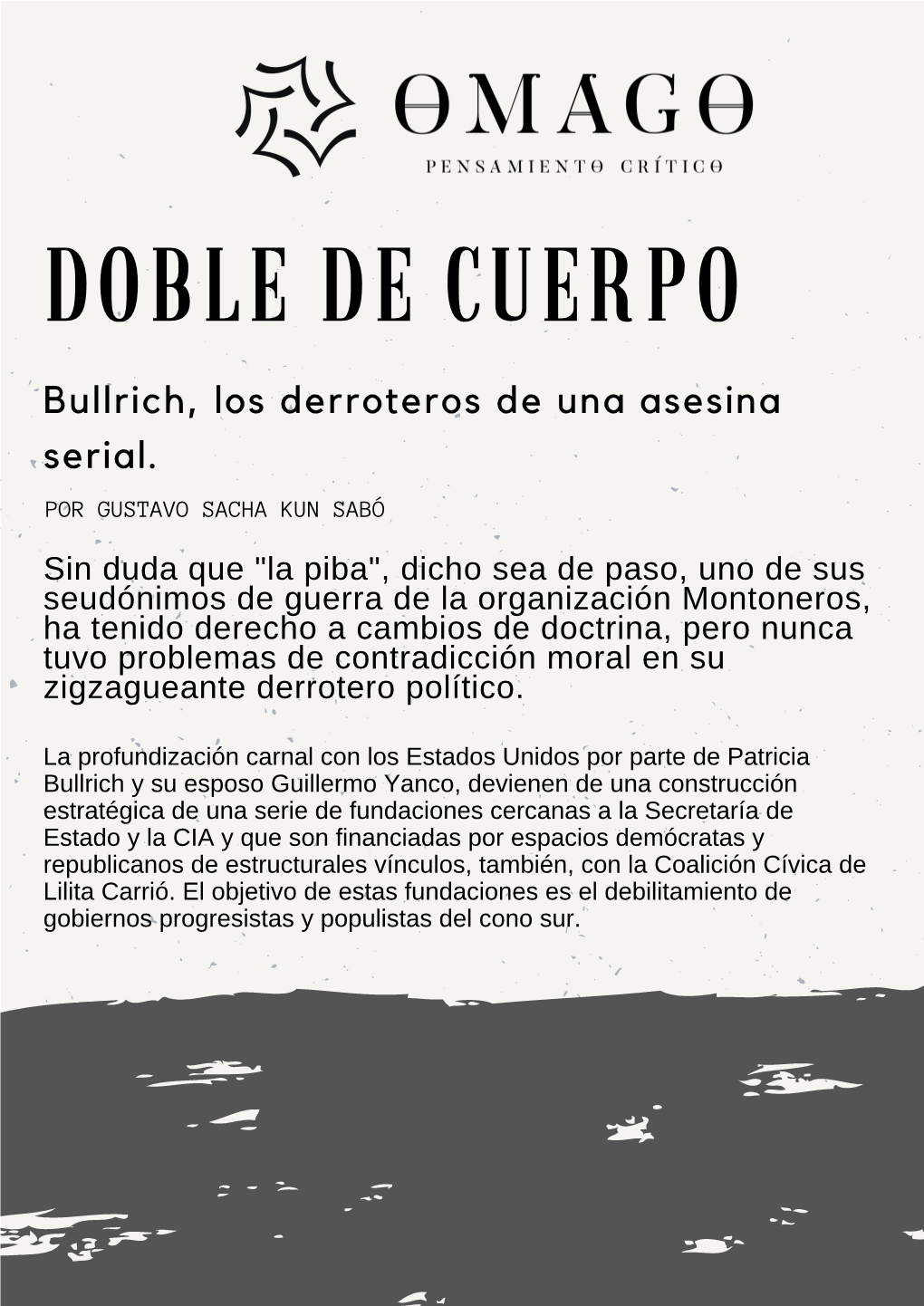 DOBLE DE CUERPO Bullrich, Los Derroteros De Una Asesina Serial