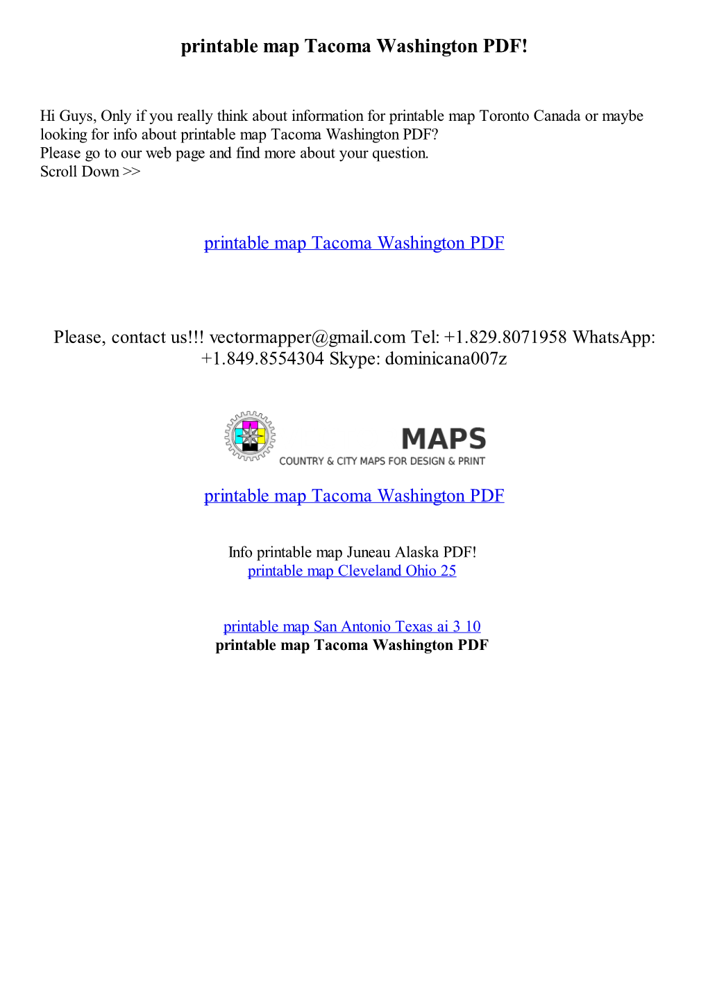 Printable Map Tacoma Washington PDF!