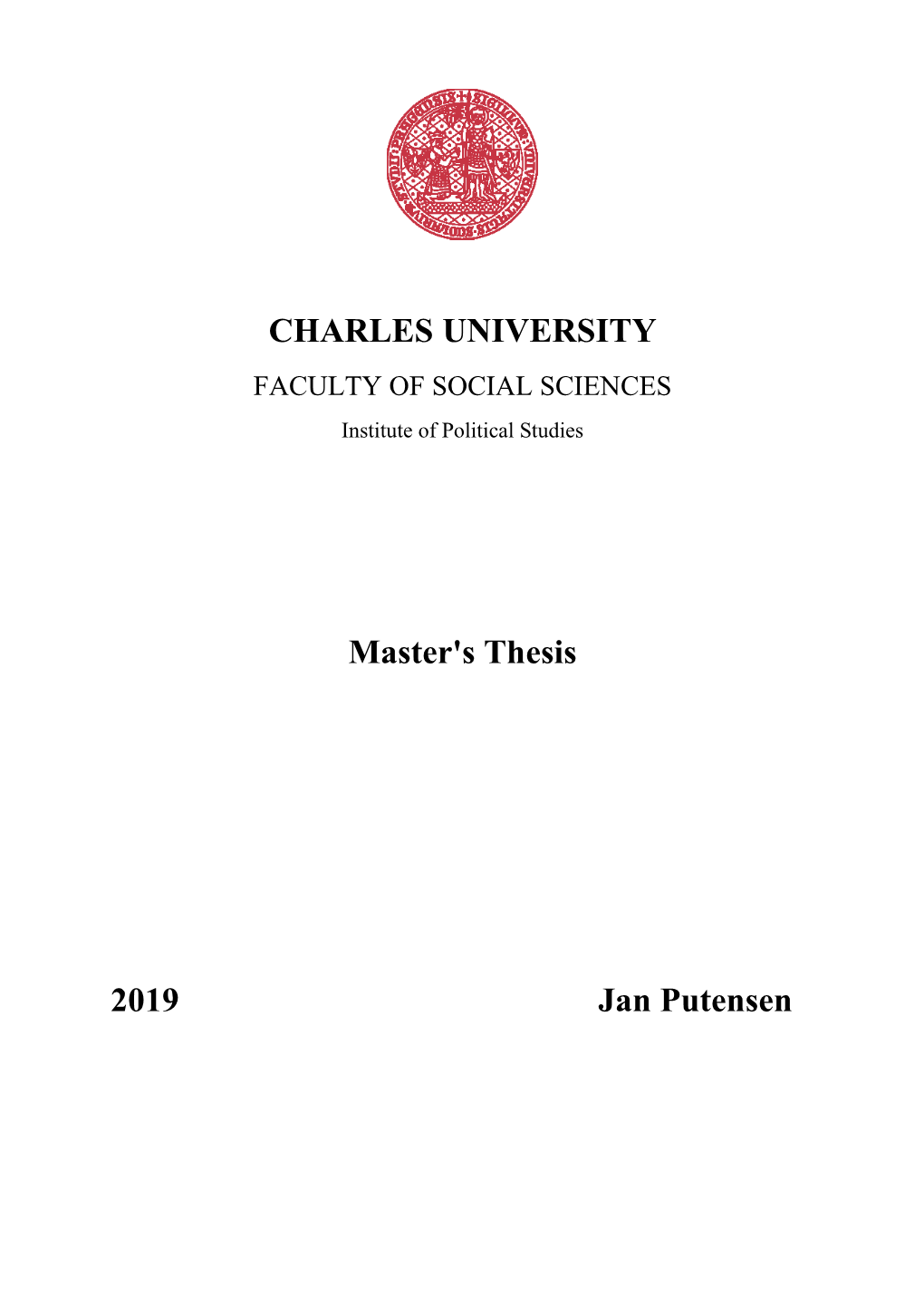 CHARLES UNIVERSITY Master's Thesis 2019 Jan Putensen