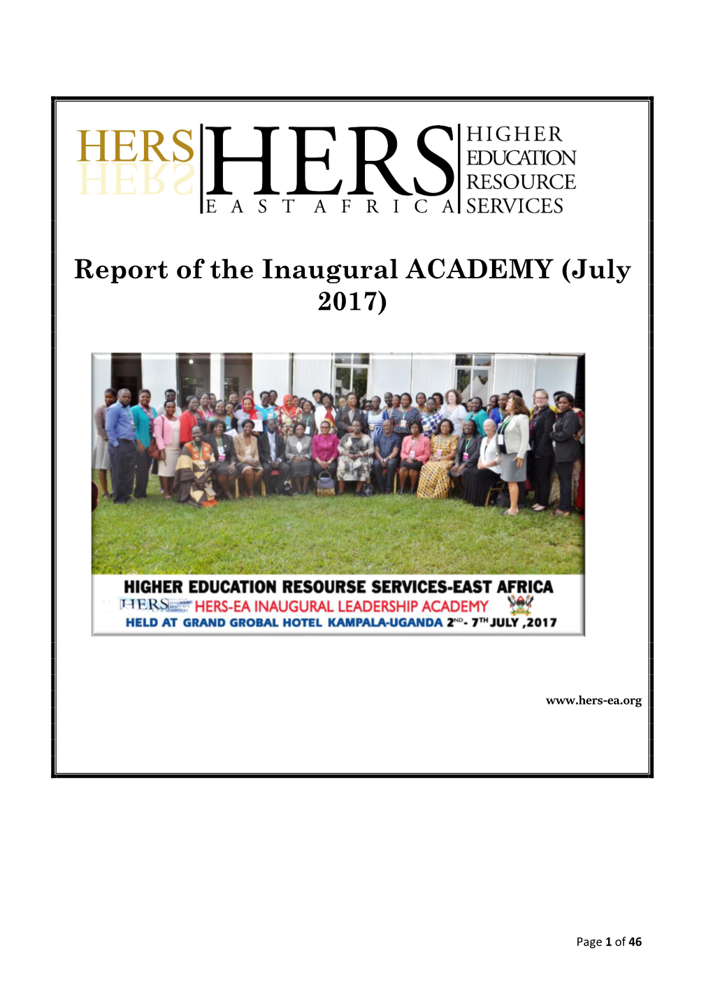 Report of the Inaugural ACADEMY (July 2017)