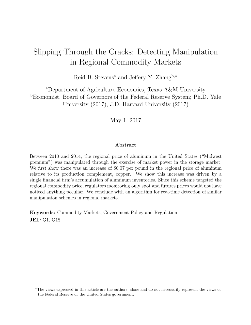 Detecting Manipulation in Regional Commodity Markets