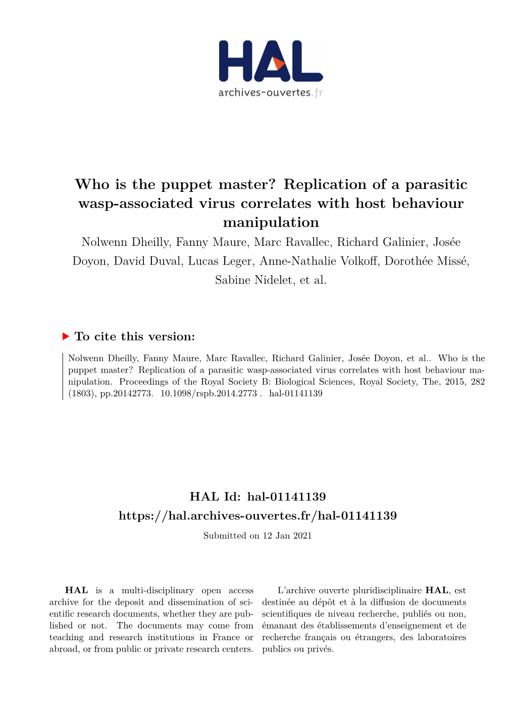 Replication of a Parasitic Wasp-Associated Virus Correlates