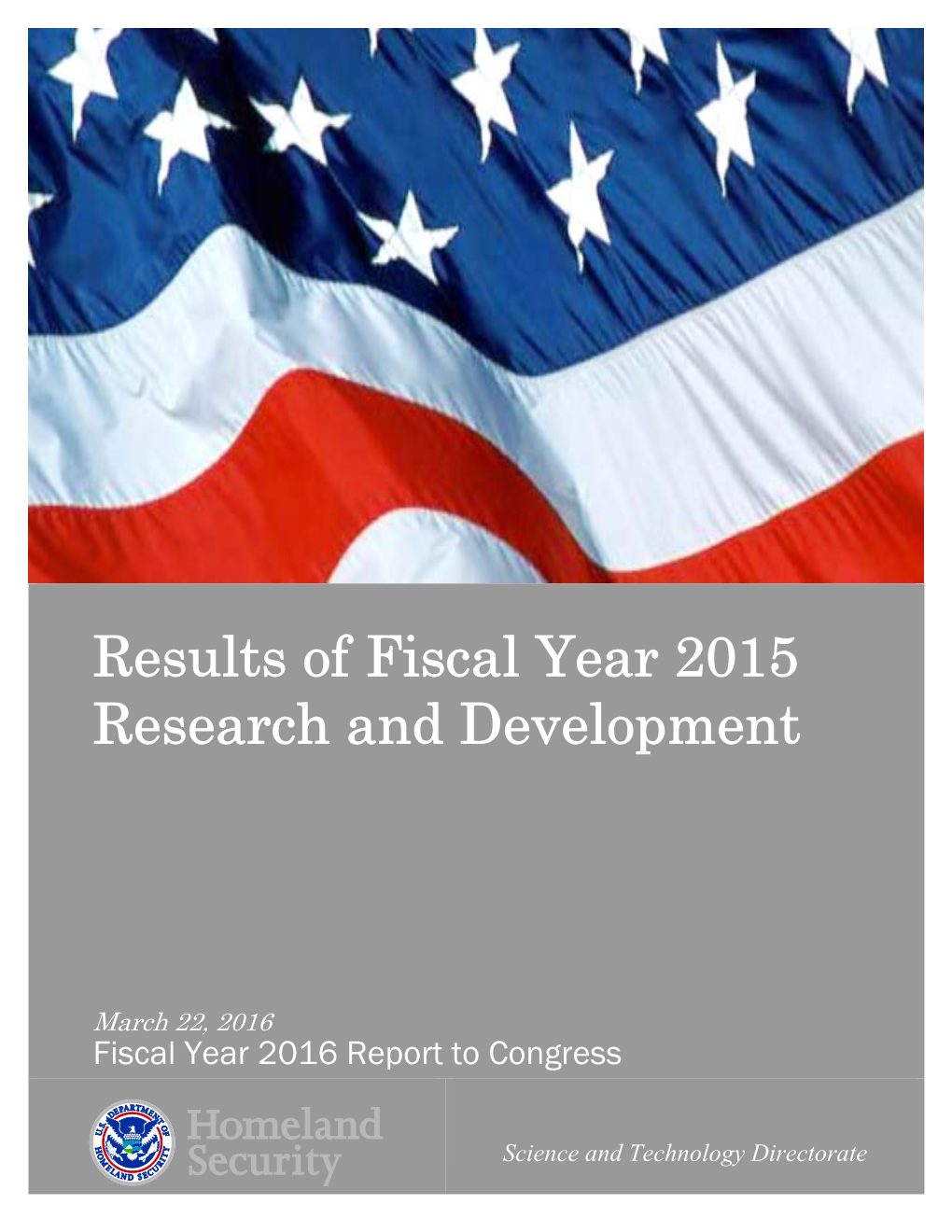 Results of FY 2015 Research and Development