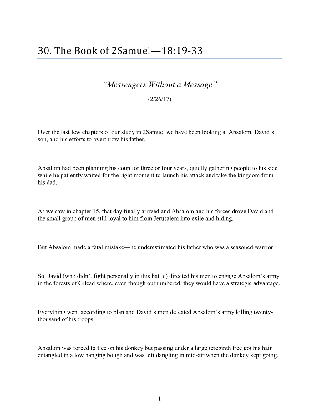 30. the Book of 2Samuel—18:19-33