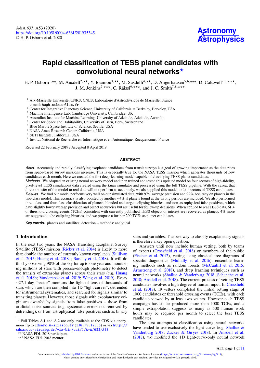 Rapid Classification of TESS Planet Candidates with Convolutional