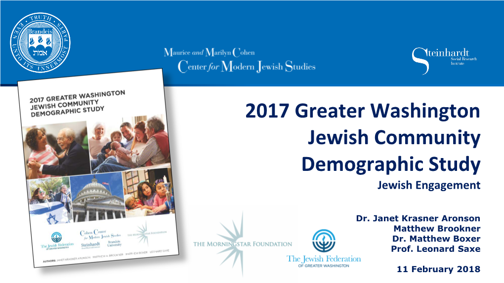 2017 Greater Washington Jewish Community Demographic Study Jewish Engagement