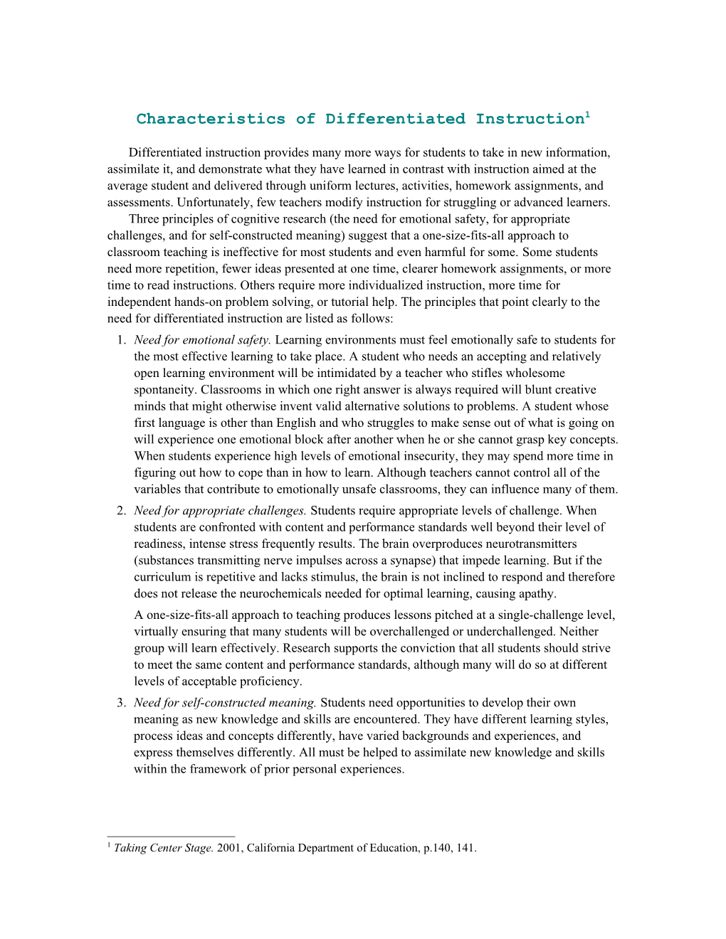 Characteristics Of Differentiated Instruction