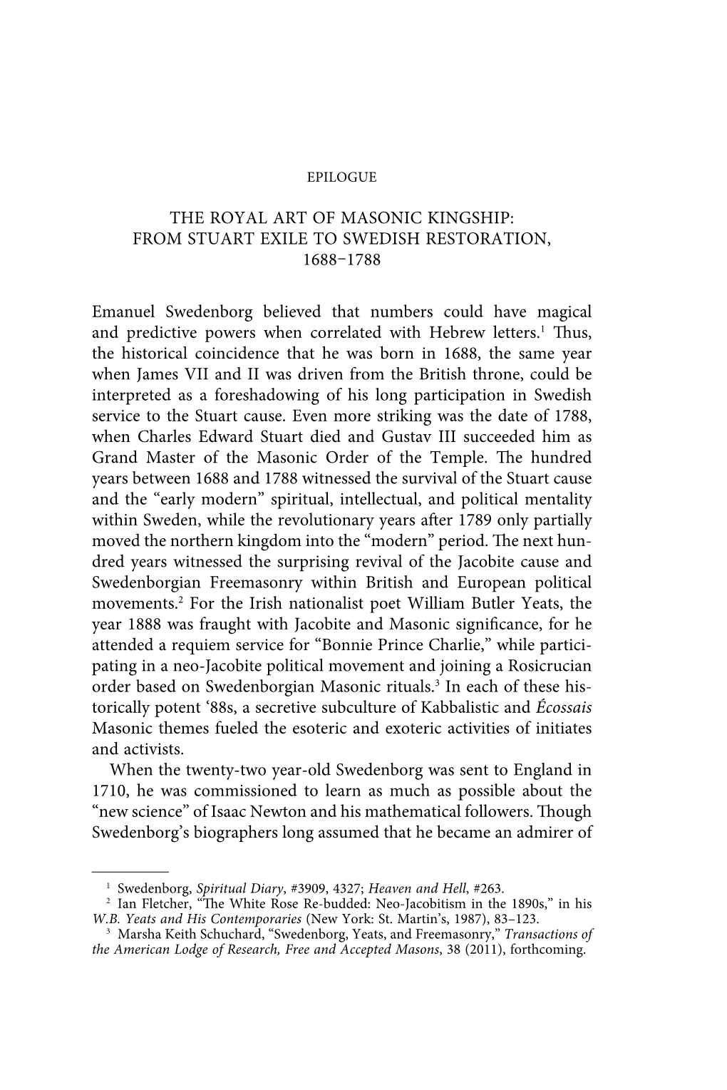 The Royal Art of Masonic Kingship: from Stuart Exile to Swedish Restoration, 1688–1788