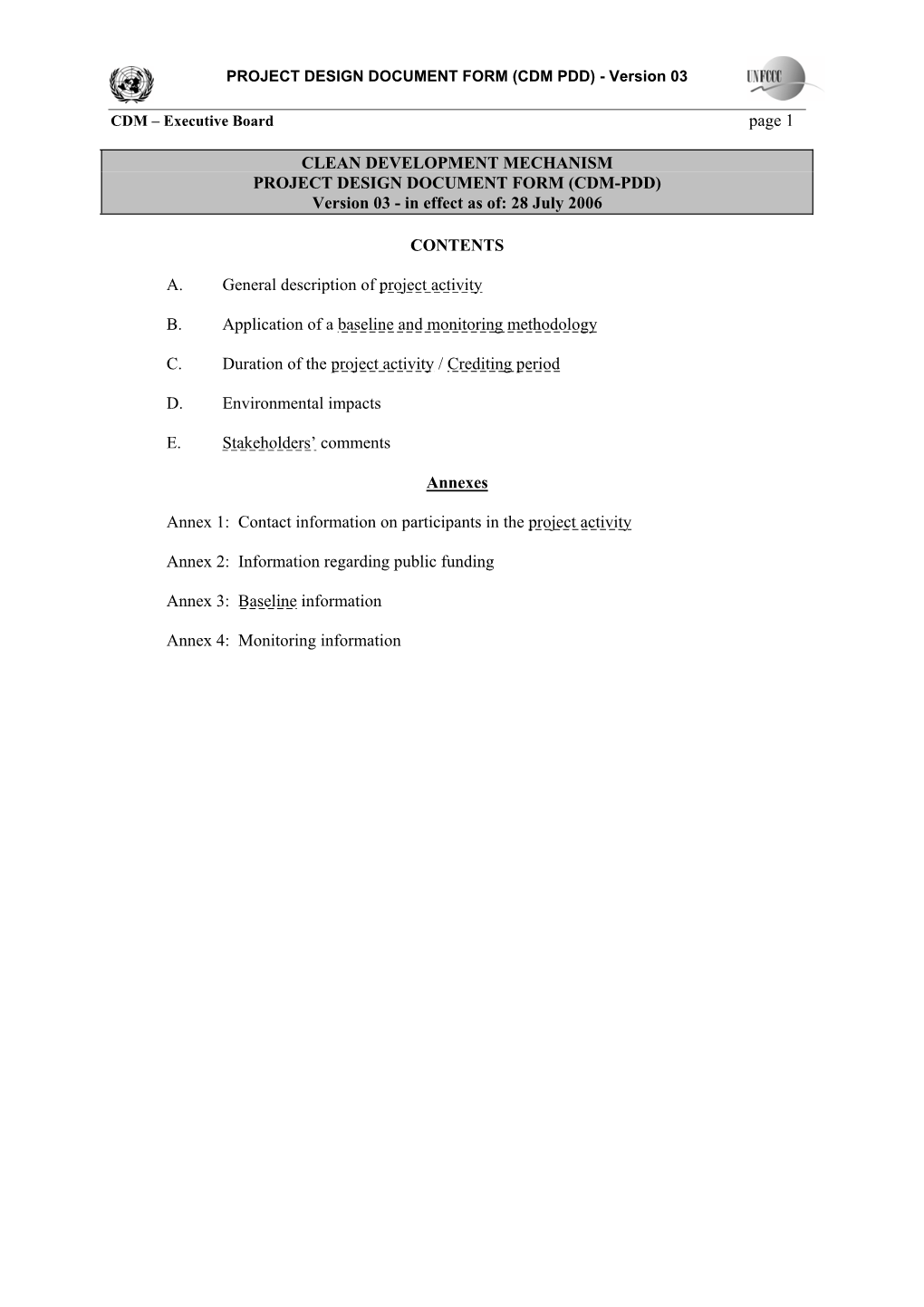 Page 1 CLEAN DEVELOPMENT MECHANISM PROJECT DESIGN