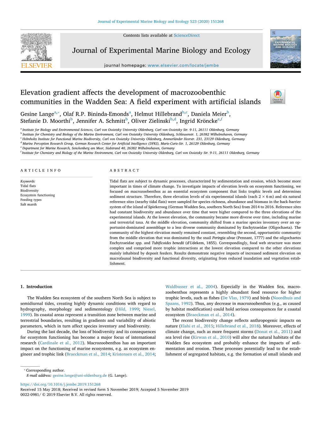 Elevation Gradient Affects the Development of Macrozoobenthic