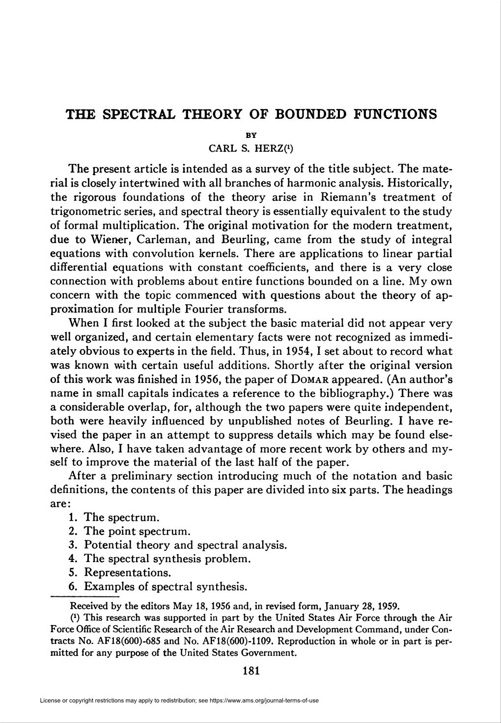 The Spectral Theory of Bounded Functions