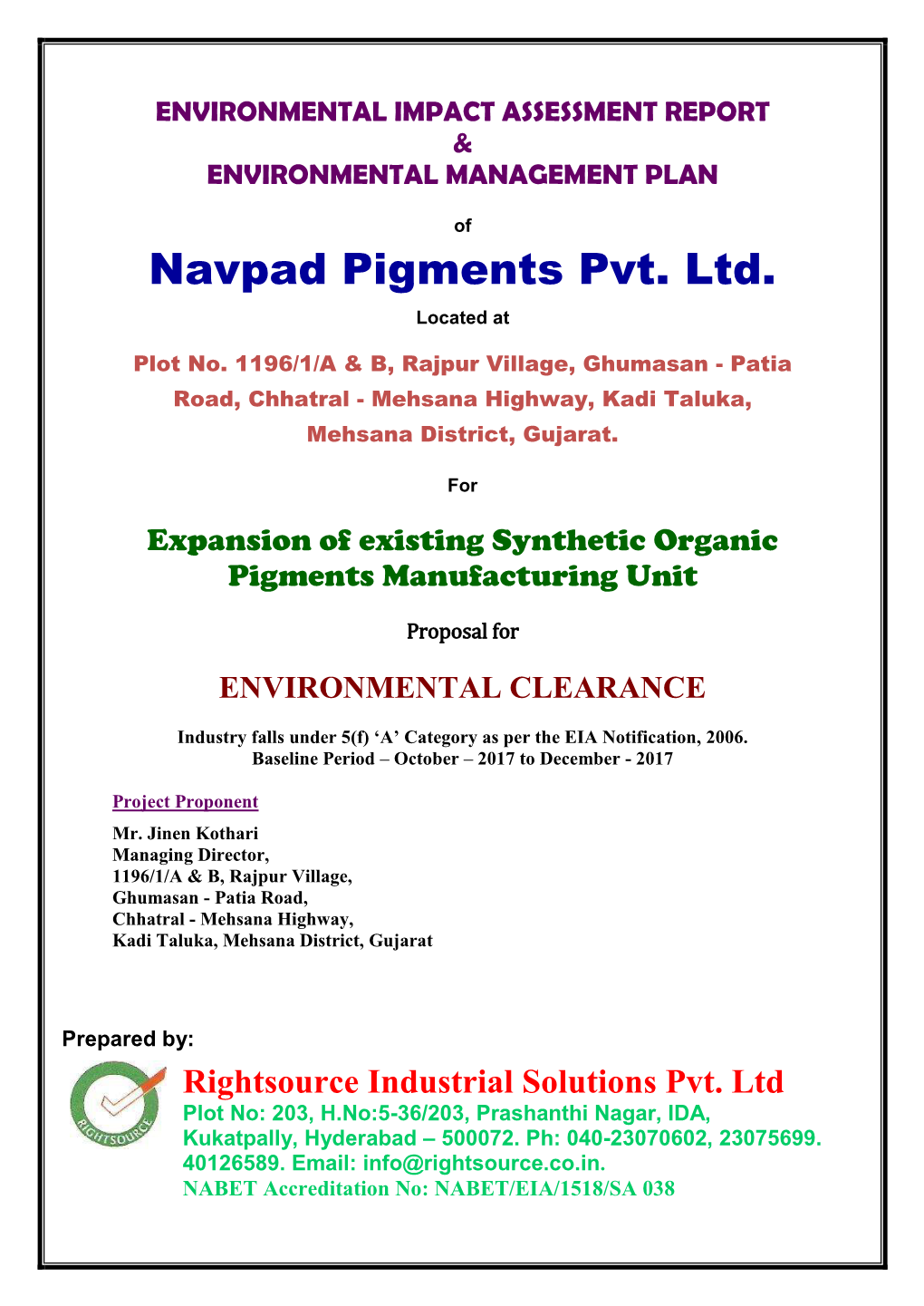 Navpad Pigments Pvt. Ltd. Located At