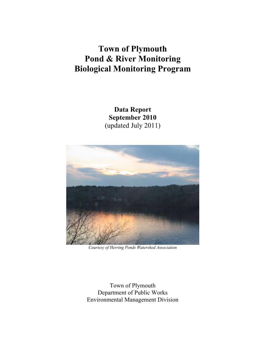 Town of Plymouth Pond & River Monitoring Biological Monitoring